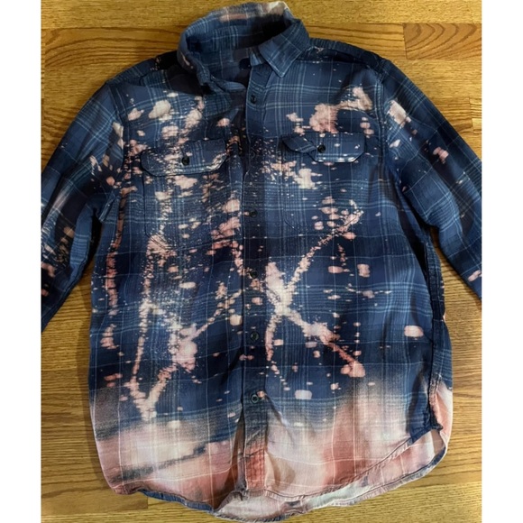 Bleached Let's Go Brandon Flannel - Picture 3 of 5